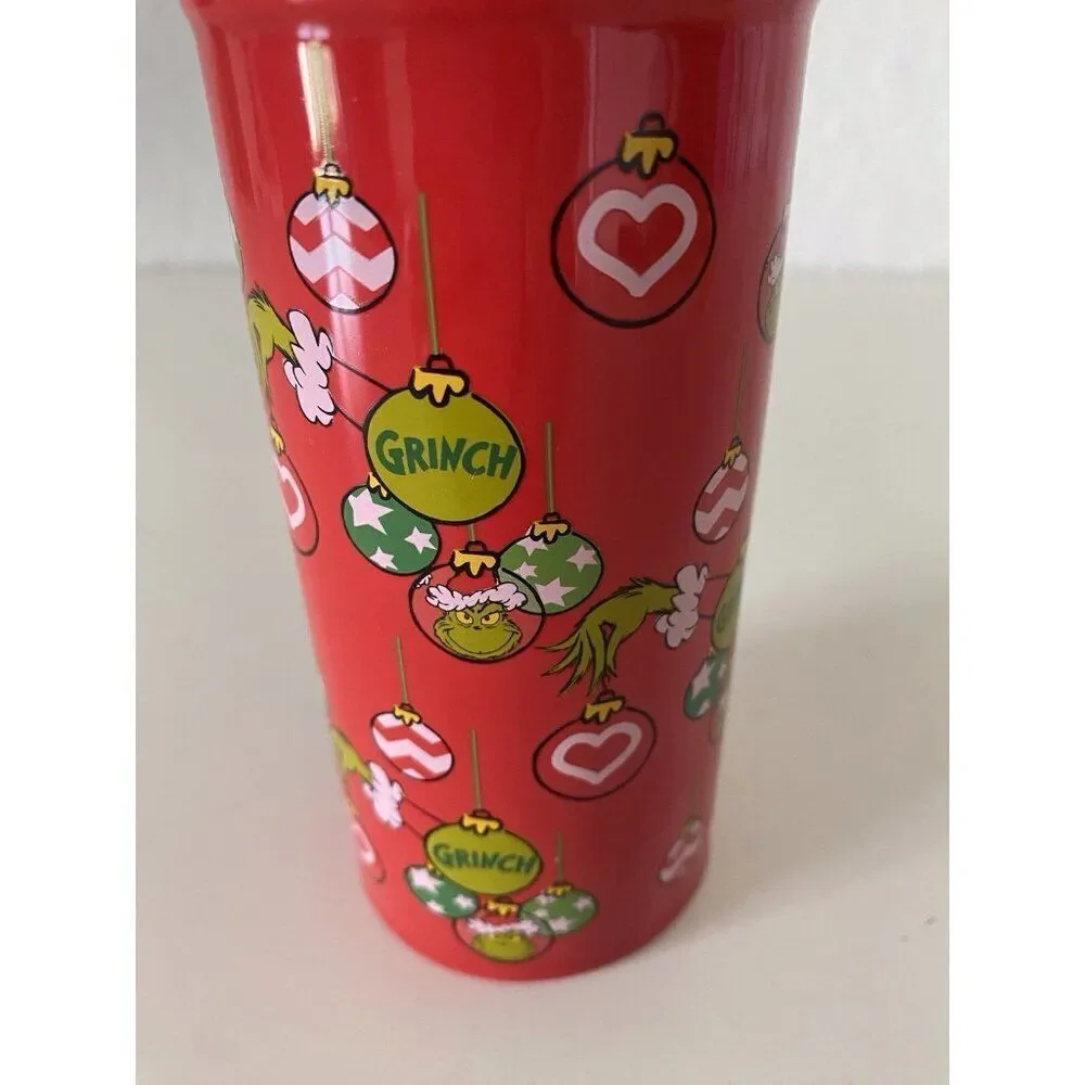 De. Seuss The Grinch Ceramic Soap Dispenser Pump Christmas Ornaments‎ Red NEW